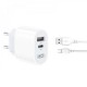 Зарядное устройство XO L97 (1Type-C/1USB/2.4A) + USB - MicroUSB White (XO-L97-MC)
