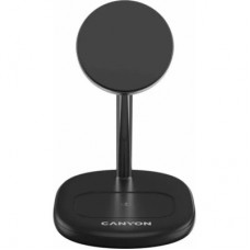 Зарядний пристрій Canyon wireless charger WCS-205 15 W Qi2 2in1 Black (CNS-WCS205B) - Фото