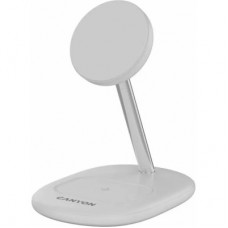 Зарядний пристрій Canyon wireless charger WCS-205 15 W Qi2 2in1 w/o adapter White (CNS-WCS205WW/A) - Фото
