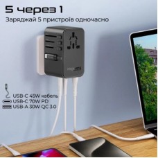 Зарядний пристрій Promate tripmate-gan70r - Фото