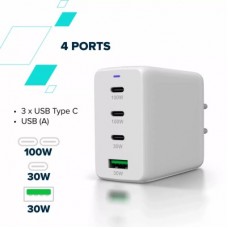 Зарядний пристрій Canyon CU100ACC GaN 100 W 3xPD 1xQC EU White (CNS-CUW100ACC) - Фото