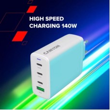 Зарядний пристрій Canyon CU140ACC GaN 150 W 3xPD 1xQC EU White (CNS-CUW140ACC) - Фото