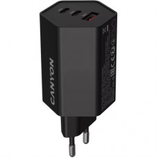 Зарядний пристрій Canyon HEXAGON 65 GaN 65 W 2xPD 1xQC EU Black (CND-CHAHEX65B) - Фото