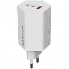 Зарядний пристрій Canyon HEXAGON 65 GaN 65 W 2xPD 1xQC EU White (CND-CHAHEX65W) - Фото