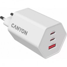 Зарядний пристрій Canyon HEXAGON 65 GaN 65 W 2xPD 1xQC EU White (CND-CHAHEX65W) - Фото