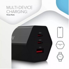 Зарядний пристрій Canyon HEXAGON 65 GaN 65 W 2xPD 1xQC EU White (CND-CHAHEX65W) - Фото