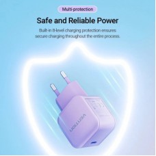 Зарядний пристрій Vention 1xUSB-C 20 W PD3.0/QC3.0 Purple (FEJV0-EU) - Фото