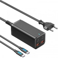 Зарядний пристрій Vention 4xUSB 100 W (2xUSB-C+2xUSB-A) PD3.0/QC 3.0/GaN Black (FBSBG-EU) - Фото