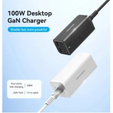 Зарядний пристрій Vention 4xUSB 100 W (2xUSB-C+2xUSB-A) PD3.0/QC 3.0/GaN White (FBSWG-EU) - Фото