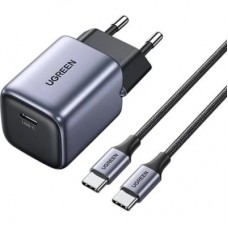 Зарядний пристрій Ugreen 1xUSB 30 W (USB-C) Gan PD Nexode Mini + PD cable Grey CD319 (25257) - Фото