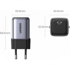 Зарядний пристрій Ugreen 1xUSB 30 W (USB-C) Gan PD Nexode Mini + PD cable Grey CD319 (25257) - Фото