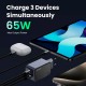 Зарядний пристрій Ugreen 3xUSB 65 W (2xUSB-C+USB-A) Gan Nexode Fast Charger Grey X553 (35042)