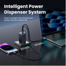 Зарядний пристрій Ugreen 3xUSB 65 W (2xUSB-C+USB-A) Gan Nexode Fast Charger Grey X553 (35042) - Фото