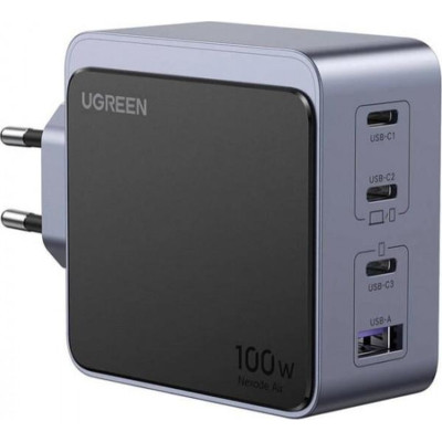 Зарядний пристрій Ugreen 4xUSB 100 W (3xUSB-C+USB-A) Gan Nexode Fast Charger Grey X553 (35043)