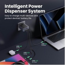 Зарядний пристрій Ugreen 4xUSB 100 W (3xUSB-C+USB-A) Gan Nexode Fast Charger Grey X553 (35043) - Фото
