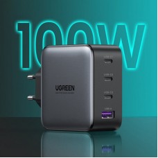 Зарядний пристрій Ugreen 4xUSB 100 W (3xUSB-C+USB-A) Gan Tech Fast GAN Charger black CD226 (40747) - Фото
