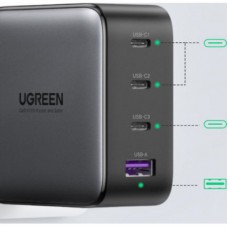Зарядний пристрій Ugreen 4xUSB 100 W (3xUSB-C+USB-A) Gan Tech Fast GAN Charger black CD226 (40747) - Фото