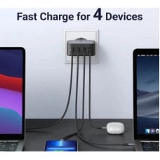 Зарядний пристрій Ugreen 4xUSB 100 W (3xUSB-C+USB-A) Gan Tech Fast GAN Charger black CD226 (40747) - Фото