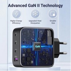 Зарядний пристрій Ugreen 4xUSB 100 W (3xUSB-C+USB-A) Gan Tech Fast GAN Charger black CD226 (40747) - Фото