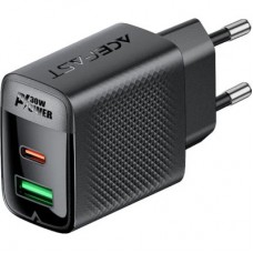 Зарядний пристрій Acefast 2xUSB 30 W (USB-C+USB-A) Gan A98 Black (6974316283263) - Фото