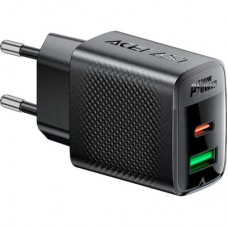 Зарядний пристрій Acefast 2xUSB 30 W (USB-C+USB-A) Gan A98 Black (6974316283263) - Фото