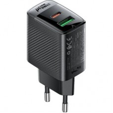 Зарядний пристрій Acefast 2xUSB 30 W (USB-C+USB-A) Gan A98 Black (6974316283263) - Фото