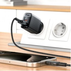 Зарядний пристрій Acefast 2xUSB 30 W (USB-C+USB-A) Gan A98 Black (6974316283263) - Фото