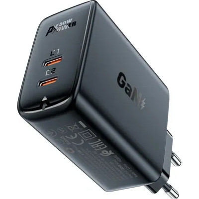 Зарядний пристрій Acefast 2xUSB 50 W (USB-C+USB-C) Gan A29 Fast Charger Black (6974316281443)