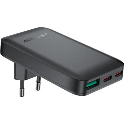 Зарядний пристрій Acefast 3xUSB 65 W (2xUSB-C+USB-A) Gan A100 Fast Charger Ultra thin black (6974316283492)