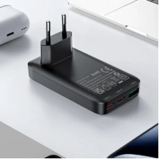 Зарядний пристрій Acefast 3xUSB 65 W (2xUSB-C+USB-A) Gan A100 Fast Charger Ultra thin black (6974316283492) - Фото