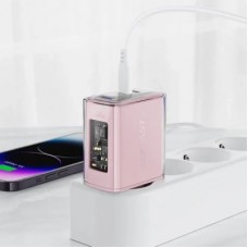 Зарядний пристрій Acefast 3xUSB 65 W (2xUSB-C+USB-A) Gan A45 Fast Charger Cherry blossom (6974316282082) - Фото