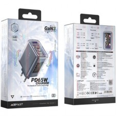 Зарядний пристрій Acefast 3xUSB 65 W (2xUSB-C+USB-A) Gan A45 Fast Charger Mountain mist (6974316282099) - Фото