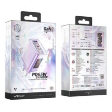 Зарядний пристрій Acefast 3xUSB 65 W (2xUSB-C+USB-A) Gan A45 Fast Charger Purple alfalfa (6974316282075) - Фото