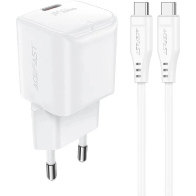 Зарядний пристрій Acefast USB-C 20 W Gan A73 mini + USB-C cable Fast Charger White (6974316282655)