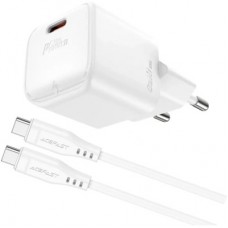 Зарядний пристрій Acefast USB-C 20 W Gan A73 mini + USB-C cable Fast Charger White (6974316282655) - Фото