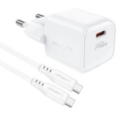 Зарядний пристрій Acefast USB-C 20 W Gan A73 mini + USB-C cable Fast Charger White (6974316282655) - Фото