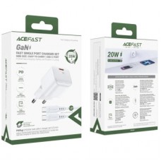Зарядний пристрій Acefast USB-C 20 W Gan A73 mini + USB-C cable Fast Charger White (6974316282655) - Фото
