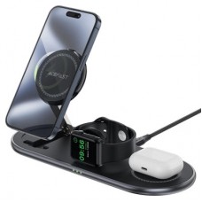 Зарядний пристрій Acefast Wireless QI 3in1 15 W E19 Qi2 (6974316283096) - Фото