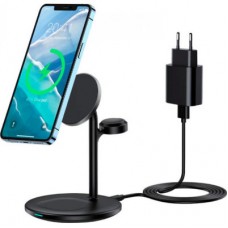 Зарядний пристрій Choetech 15W 3-in-1 Magnetic Wireless Fast Charger black (T585-F-101-CCBK) - Фото