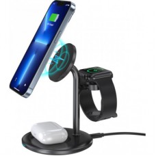 Зарядний пристрій Choetech 15W 3-in-1 Magnetic Wireless Fast Charger black (T585-F-101-CCBK) - Фото