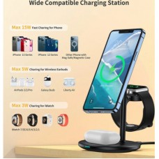 Зарядний пристрій Choetech 15W 3-in-1 Magnetic Wireless Fast Charger black (T585-F-101-CCBK) - Фото