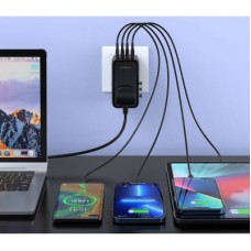 Зарядний пристрій Choetech 4xUSB 100 W PD (2xUSB-C+2xUSB-A) charger diamond model black (PD6028-BK) - Фото