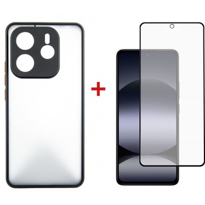 Чохол для мобільного телефона Dengos Kit Xiaomi Redmi Note 14 case Matte + glass (Black) (DG-KM-127)