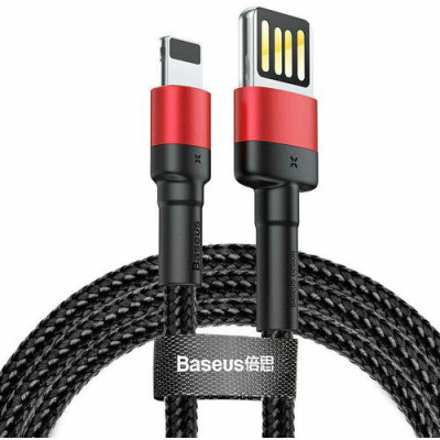 Дата кабель USB 2.0 AM to Lightning 1.0m Cafule Special Edition 2.4A Black-Red Baseus (CALKLF-G91)