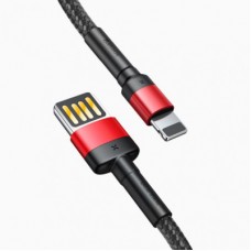 Дата кабель USB 2.0 AM to Lightning 1.0m Cafule Special Edition 2.4A Black-Red Baseus (CALKLF-G91) - Фото