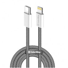 Дата кабель USB-C to Lightning 2.0m (PDF Fast Charging 27W) black ColorWay (CW-CBPDCL068-BK) - Фото