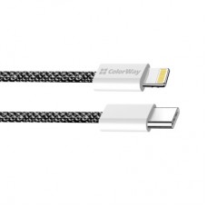 Дата кабель USB-C to Lightning 2.0m (PDF Fast Charging 27W) black ColorWay (CW-CBPDCL068-BK) - Фото