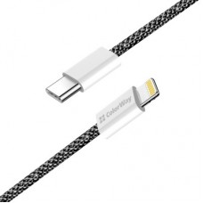 Дата кабель USB-C to Lightning 2.0m (PDF Fast Charging 27W) black ColorWay (CW-CBPDCL068-BK) - Фото