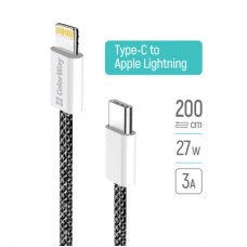 Дата кабель USB-C to Lightning 2.0m (PDF Fast Charging 27W) black ColorWay (CW-CBPDCL068-BK) - Фото
