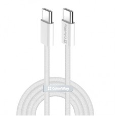 Дата кабель USB-C to USB-C 2.0m (braided cotton) (PD Fast Charging 60W) 3.0А grey ColorWay (CW-CBPDCC068-GR) - Фото